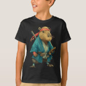 Capybara Ninja Samurai Japan Funny Japanese Graphi T-shirt (Voorkant)