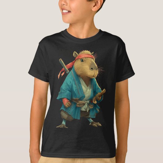 Capybara Ninja Samurai Japan Funny Japanese Graphi T-shirt (Voorkant)