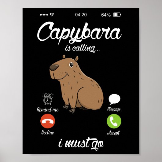 Capybara noemt het Capibara Rodent Dierenvriend Poster (Voorkant)
