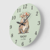 Capybara Nursery Wall Clock • Personalized Grote Klok (Hoek)