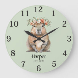 Capybara Nursery Wall Clock • Personalized Grote Klok