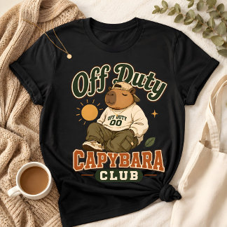 Capybara Off Duty Club Grappig Ontspannen T-Shirt