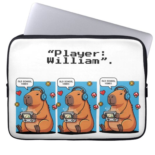 Capybara Old School Gamer Laptop Sleeve (Voorkant)