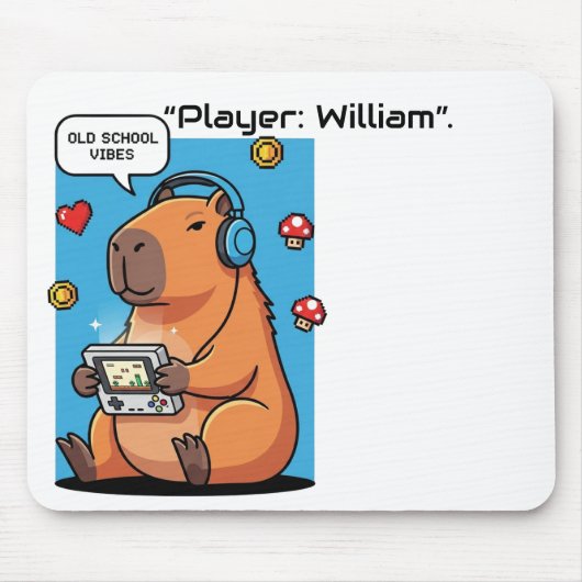 Capybara Old School Gamer Mousepad Muismat (Voorkant)