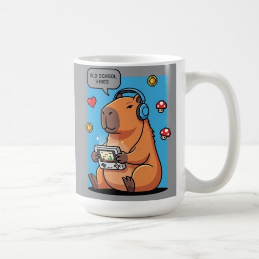 Capybara Old School Gamer Water Bottle Koffiemok (Rechts)