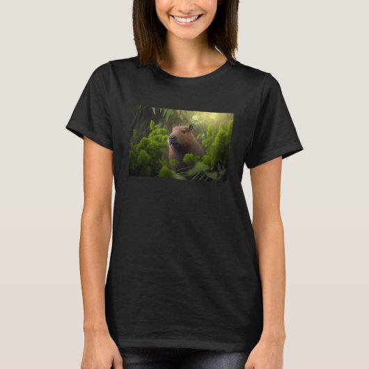 Capybara omringd door planten t-shirt (Voorkant)