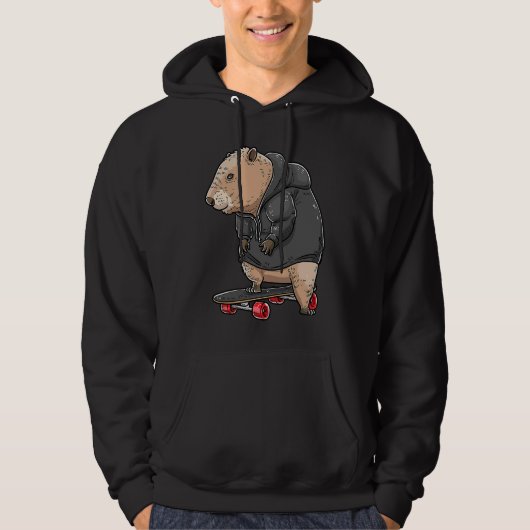 Capybara On A Skateboard Rodent Skater Skateboarde Hoodie (Voorkant)