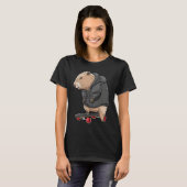 Capybara On A Skateboard Rodent Skater Skateboarde T-shirt (Voorkant volledig)