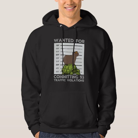 Capybara On Tortoise Wanted Mugshot Hoodie (Voorkant)
