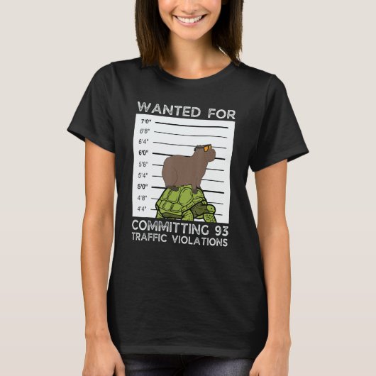 Capybara On Tortoise Wanted Mugshot T-shirt (Voorkant)