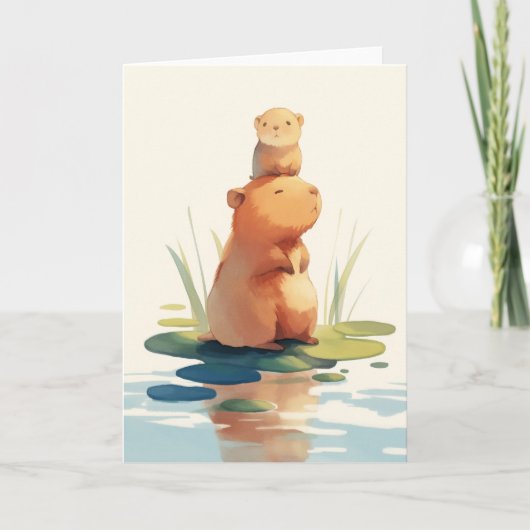 Capybara Ontspant Met Vriend Kaart (Voorkant)