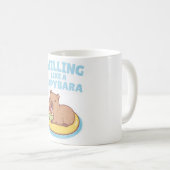 Capybara op een poel float dat als een capybara fu koffiemok (Voorkant rechts)