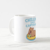 Capybara op een poel float dat als een capybara fu koffiemok (Voorkant links)