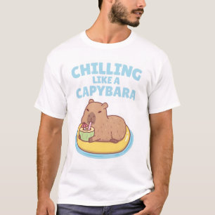 Capybara Op Een Zwembad Drijver Ontspannen Als Een T-shirt