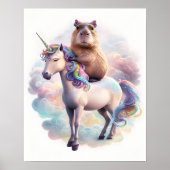 Capybara op Unicorn Poster - Magische fantasiekuns (Voorkant)