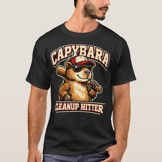 Capybara Opruimings slagman honkbal Grappig T-shirt (Voorkant)