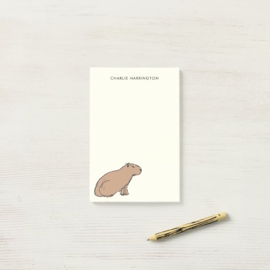 Capybara Original Art Cute Hand-Drawn Animal Post-it® Notes (Op bureau)