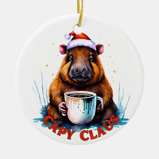 Capybara Ornament, Capybara Christmas, cadeau idee Keramisch Ornament (Voorkant)