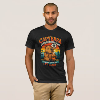 Capybara Overthinking Club Funny Anxiety Retro Vin T-shirt