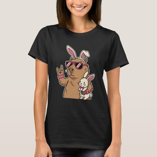Capybara Paashaaskostuum Funny Capybara Rock  T-shirt (Voorkant)