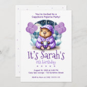  Capybara Pajama Birthday Party Invitation  Kaart (Voorkant / Achterkant)