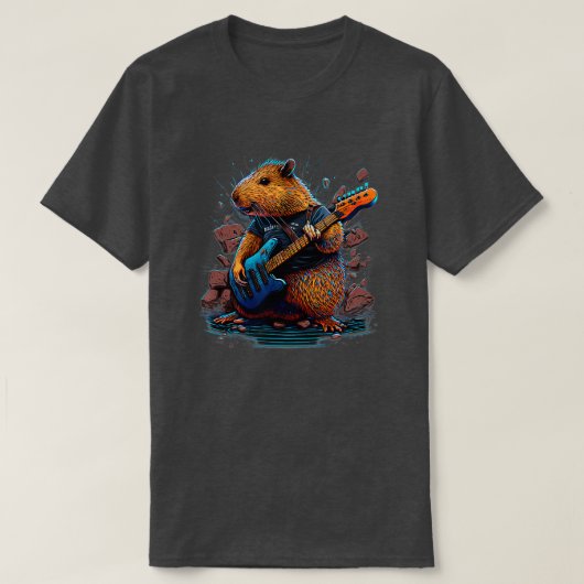 Capybara Palling Electric Guitar Rock 4 T-shirt (Design voorkant)