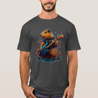 Capybara Palling Electric Guitar Rock 4 T-shirt