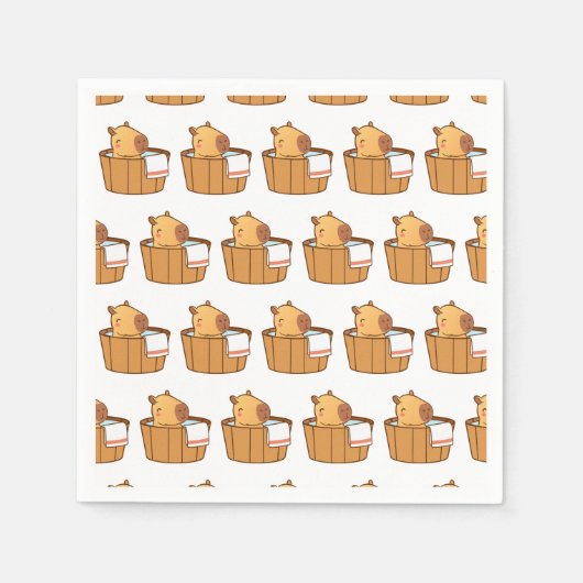 Capybara Party Napkins | Leuke dierlijke verjaarda Servet (Voorkant)
