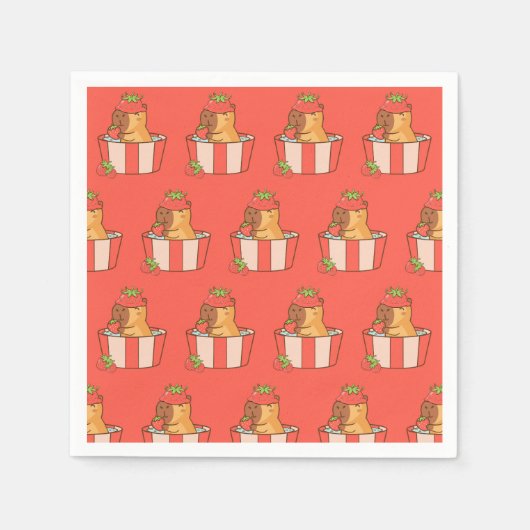 Capybara Party Napkins | Leuke dierlijke verjaarda Servet (Voorkant)