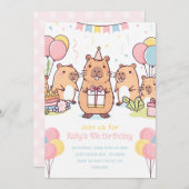 Capybara Party Uitnodiging Capybara Verjaardagsfee (Voorkant / Achterkant)