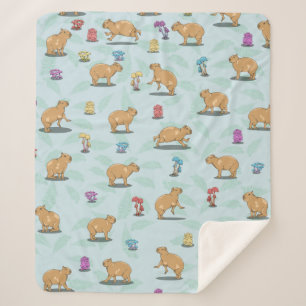 Capybara Pattern Sherpa Deken