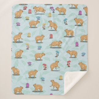 Capybara Pattern Sherpa Deken