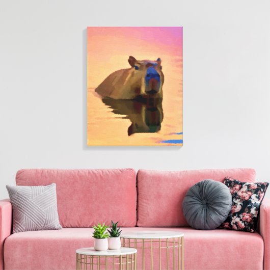 Capybara Peaceful Canvas Afdruk (Insitu (Woonkamer))