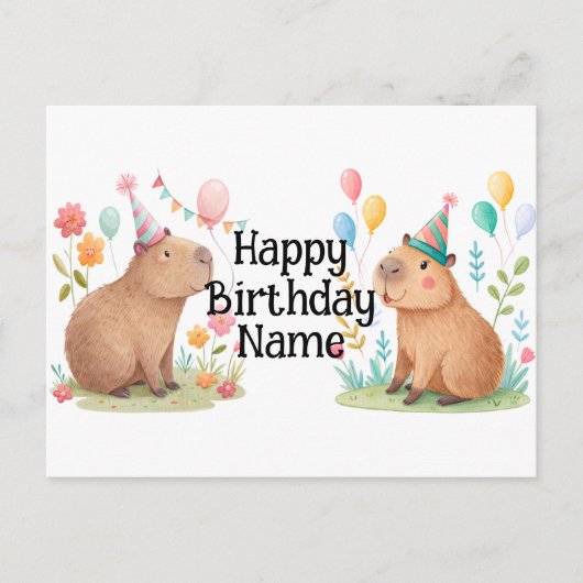 Capybara Persoonlijke verjaardag Briefkaart (Voorkant)