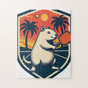 Capybara Pickleball Club Retro Logo - Vintage Spor Legpuzzel