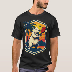 Capybara Pickleball Club Retro Logo Vintage Sport T-shirt