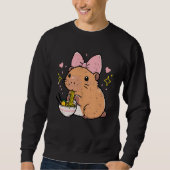 Capybara Pink Bow Eating Ramen Cute Capy Women Gir Trui (Voorkant)