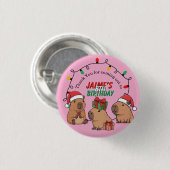 Capybara Pink Christmas Holiday Birthday Ronde Button 3,2 Cm (Voorkant /achterkant)
