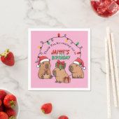 Capybara Pink Christmas Holiday Birthday Servet (Insitu)