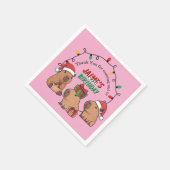 Capybara Pink Christmas Holiday Birthday Servet (Hoek)