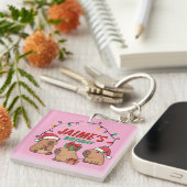 Capybara Pink Christmas Holiday Birthday Sleutelhanger (Voorkant Rechts)