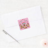 Capybara Pink Christmas Holiday Birthday Vierkante Sticker (Envelop)