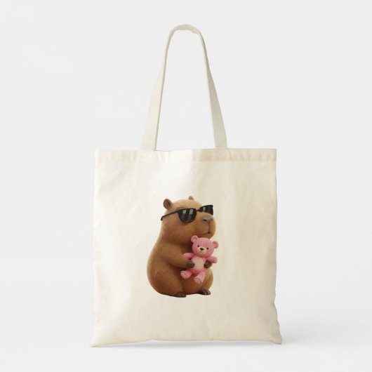 Capybara & Pink Teddy Bear Collection Tote Bag (Achterkant)