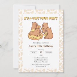 Capybara Pizza Feest Verjaardagsuitnodiging Kaart
