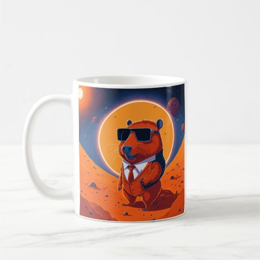 Capybara Planet Mars Grappig Modern Koffiemok (Links)