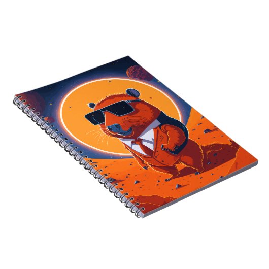 Capybara Planet Mars Grappig Modern Notitieboek (Rechterzijde)