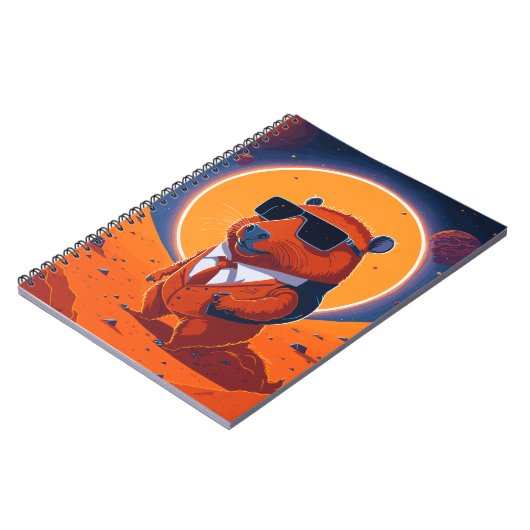 Capybara Planet Mars Grappig Modern Notitieboek (Linkerzijde)