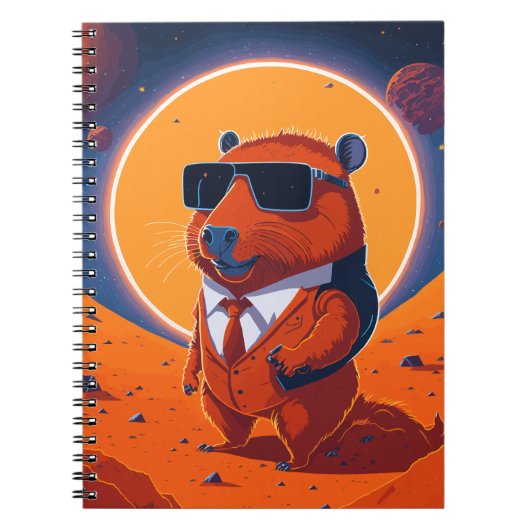 Capybara Planet Mars Grappig Modern Notitieboek (Voorkant)