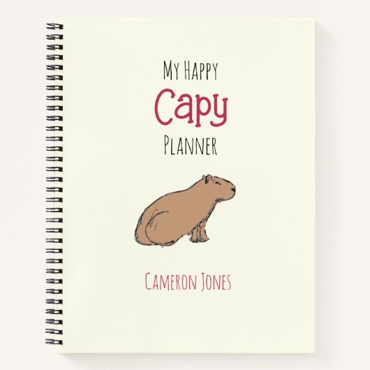 Capybara Planner Cute Chill Hand-Drawn Animal Notitieboek (Voorkant)