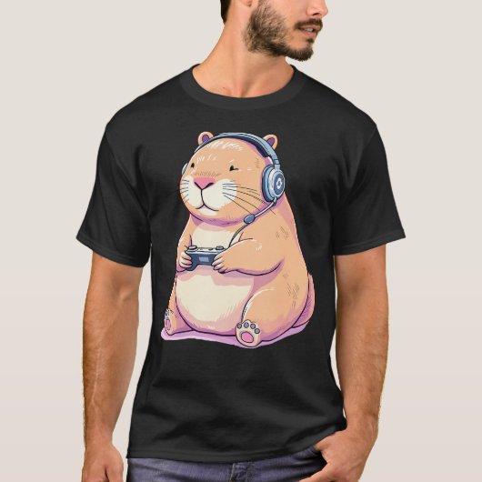 Capybara Playing Video Games Funny T-shirt (Voorkant)